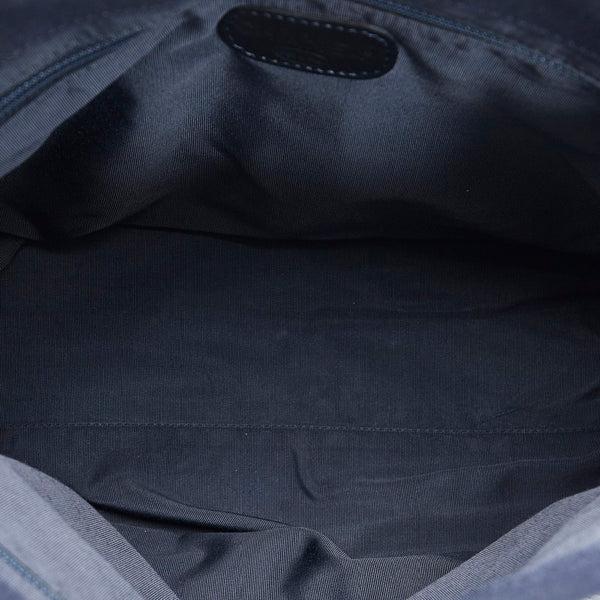 シャネル ココマーク デニム CC ハンドバッグ トートバッグ ネイビー ブラック キャンバス レザー レディース CHANEL 【中古】