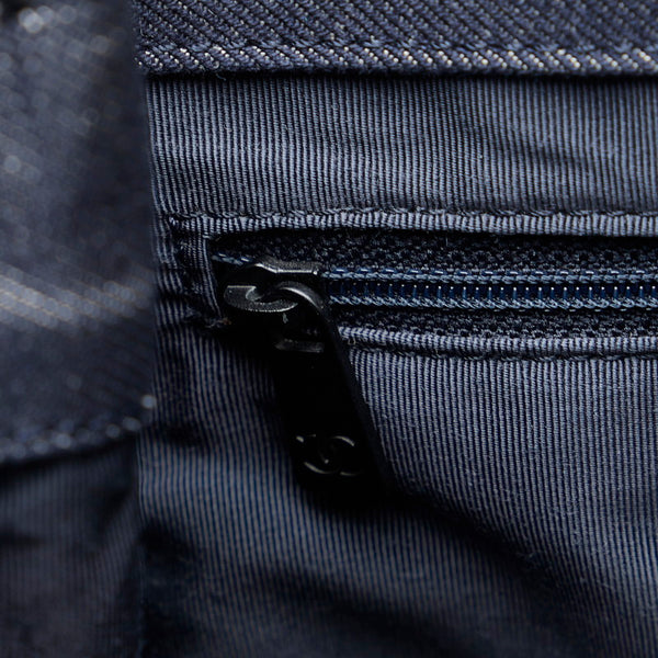 シャネル ココマーク デニム CC ハンドバッグ トートバッグ ネイビー ブラック キャンバス レザー レディース CHANEL 【中古】