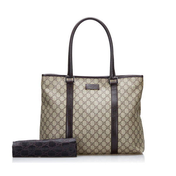 グッチ GGスプリーム トートバッグ 114288 ベージュ PVC レザー レディース GUCCI 【中古】