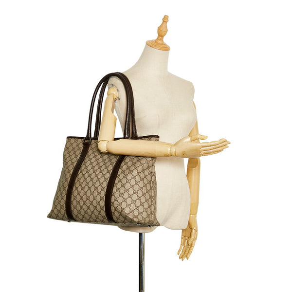 グッチ GGスプリーム トートバッグ 114288 ベージュ PVC レザー レディース GUCCI 【中古】