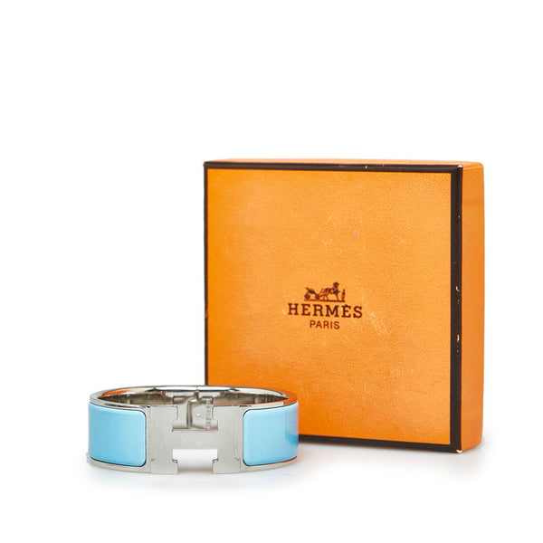 エルメス クリッククラック GM エナメル バングル ライトブルー メタル レディース HERMES 【中古】