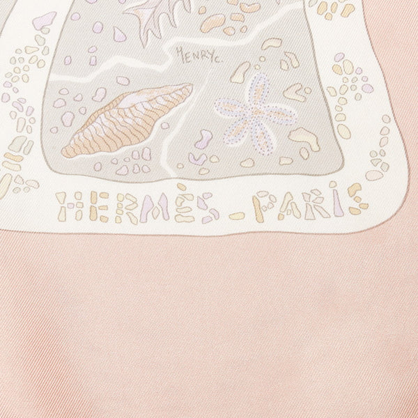 エルメス カレ90 Chemins de Garrigue ガリッグの道 スカーフ ピンク マルチカラー シルク レディース HERMES 【中古】