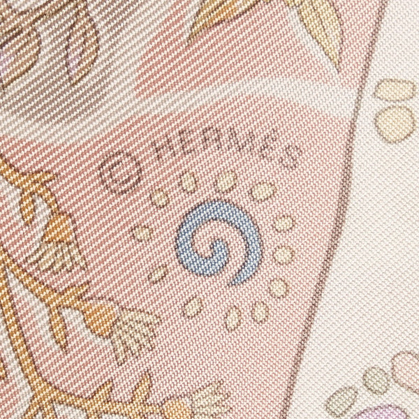 エルメス カレ90 Chemins de Garrigue ガリッグの道 スカーフ ピンク マルチカラー シルク レディース HERMES 【中古】