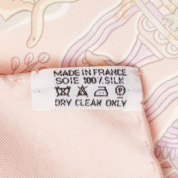 エルメス カレ90 Chemins de Garrigue ガリッグの道 スカーフ ピンク マルチカラー シルク レディース HERMES 【中古】
