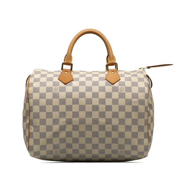 ルイ ヴィトン ダミエ アズール スピーディ30 ハンドバッグ N41533 ホワイト PVC レザー レディース LOUIS VUITTON 【中古】