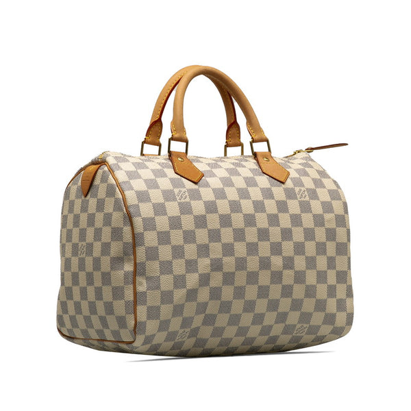 ルイ ヴィトン ダミエ アズール スピーディ30 ハンドバッグ N41533 ホワイト PVC レザー レディース LOUIS VUITTON 【中古】