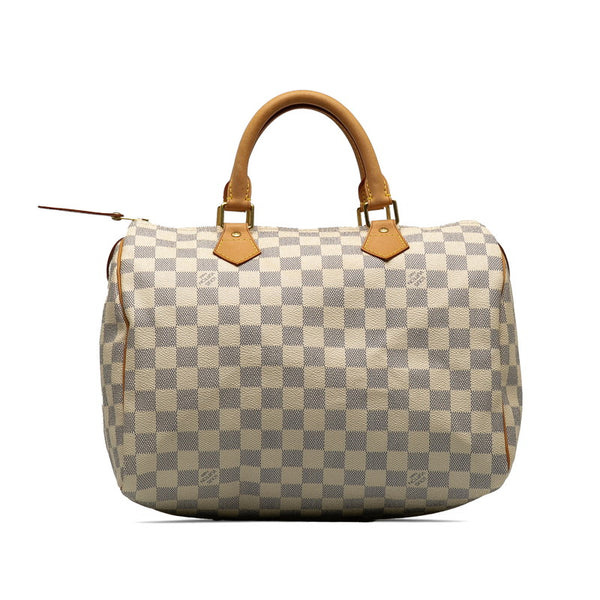 ルイ ヴィトン ダミエ アズール スピーディ30 ハンドバッグ N41533 ホワイト PVC レザー レディース LOUIS VUITTON 【中古】