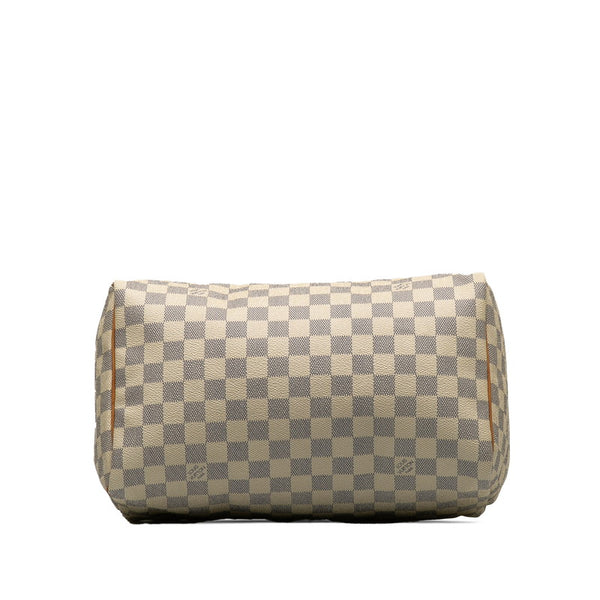 ルイ ヴィトン ダミエ アズール スピーディ30 ハンドバッグ N41533 ホワイト PVC レザー レディース LOUIS VUITTON 【中古】