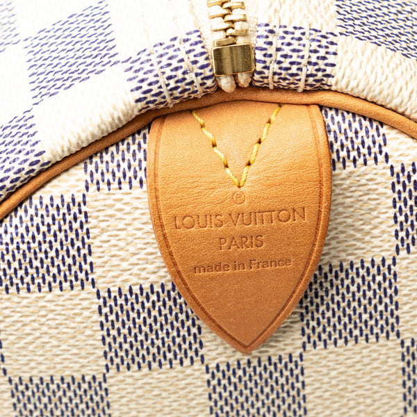 ルイ ヴィトン ダミエ アズール スピーディ30 ハンドバッグ N41533 ホワイト PVC レザー レディース LOUIS VUITTON 【中古】