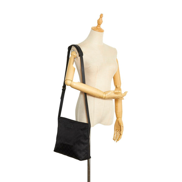 グッチ GGナイロン 斜め掛け ショルダーバッグ 314529 ブラック ナイロン レザー レディース GUCCI 【中古】