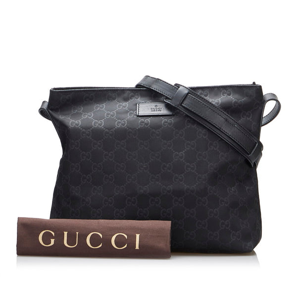 グッチ GGナイロン 斜め掛け ショルダーバッグ 314529 ブラック ナイロン レザー レディース GUCCI 【中古】