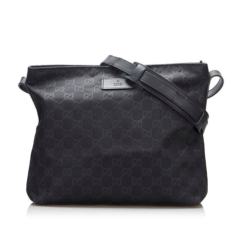 グッチ GGナイロン 斜め掛け ショルダーバッグ 314529 ブラック ナイロン レザー レディース GUCCI 【中古】