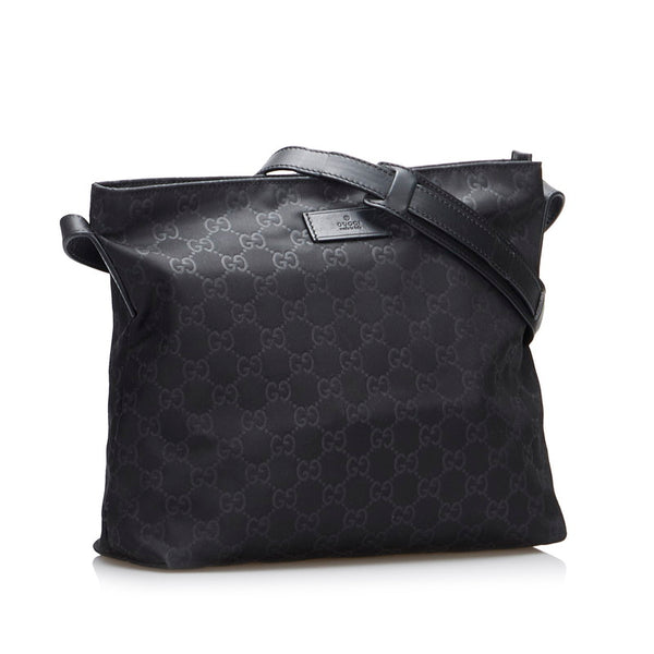 グッチ GGナイロン 斜め掛け ショルダーバッグ 314529 ブラック ナイロン レザー レディース GUCCI 【中古】