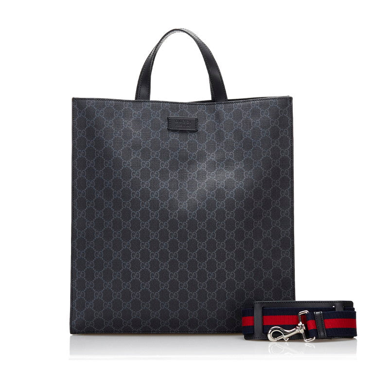 グッチ GGスプリーム トートバッグ ショルダーバッグ 2WAY 495559 ブラック PVC レザー レディース GUCCI 【中古】