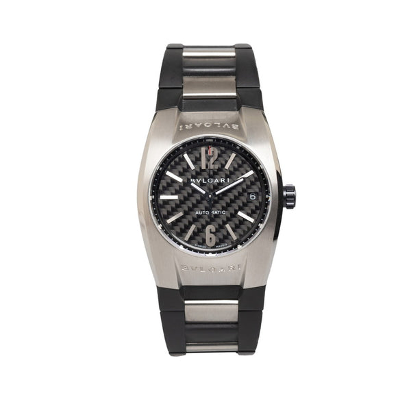 ブルガリ エルゴン ボーイズ 腕時計 EG35S 自動巻き ブラック文字盤 ステンレススチール ラバー メンズ BVLGARI 【中古】
