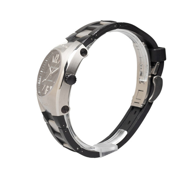 ブルガリ エルゴン ボーイズ 腕時計 EG35S 自動巻き ブラック文字盤 ステンレススチール ラバー メンズ BVLGARI 【中古】