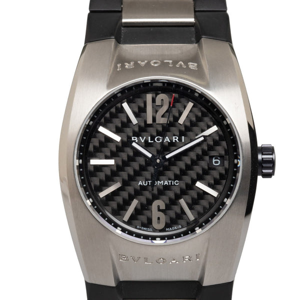 ブルガリ エルゴン ボーイズ 腕時計 EG35S 自動巻き ブラック文字盤 ステンレススチール ラバー メンズ BVLGARI 【中古】