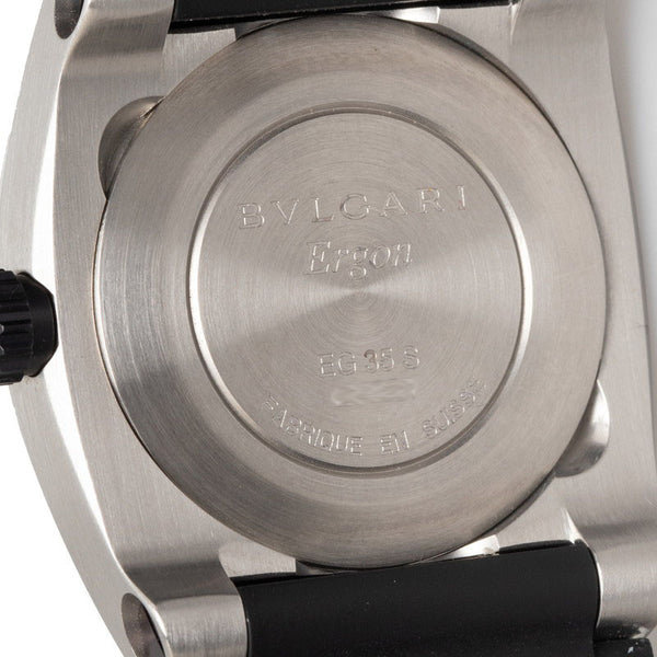 ブルガリ エルゴン ボーイズ 腕時計 EG35S 自動巻き ブラック文字盤 ステンレススチール ラバー メンズ BVLGARI 【中古】