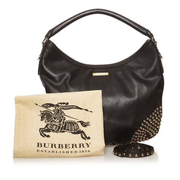 バーバリー スタッズ ワンショルダーバッグ 2WAY ブラック レザー レディース BURBERRY 【中古】