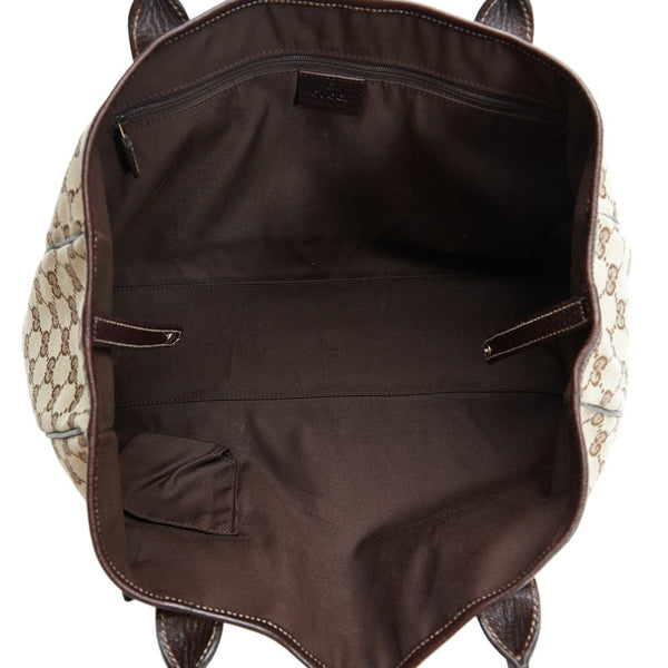 グッチ GGキャンバス プリンシー リボン ハンドバッグ トートバッグ 163805 ブラウン キャンバス レザー レディース GUCCI 【中古】