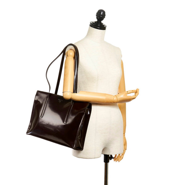 プラダ ショルダーバッグ トートバッグ ブラウン レザー レディース PRADA 【中古】