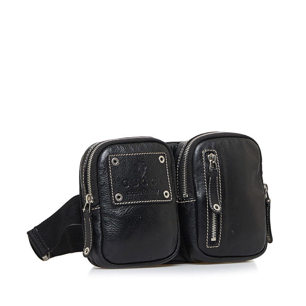 グッチ ウエストバッグ ボディバッグ 201846 ブラック レザー レディース GUCCI 【中古】