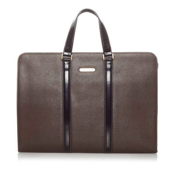 バーバリー ブラウン レザー ビジネスバッグ メンズ BURBERRY 【中古】