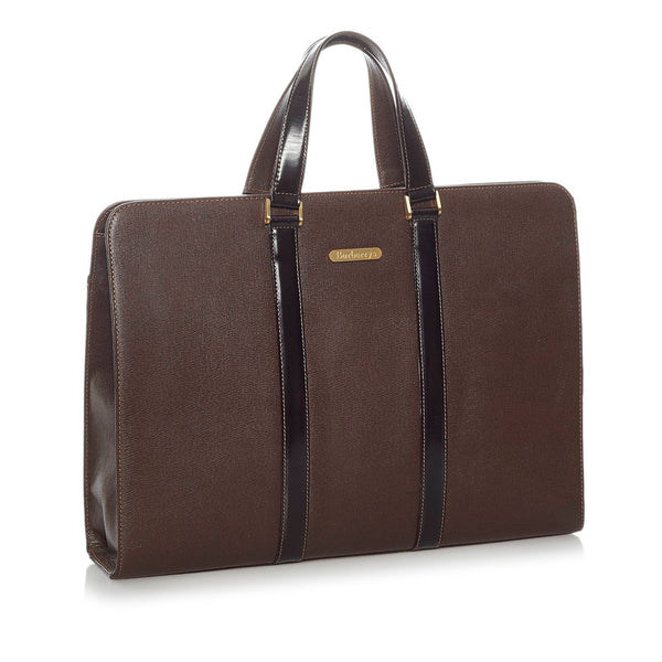 バーバリー ブラウン レザー ビジネスバッグ メンズ BURBERRY 【中古】