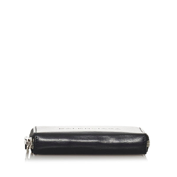 バレンシアガ ロゴパンチング ラウンドジップ コインケース 458607 ブラック レザー メンズ BALENCIAGA 【中古】