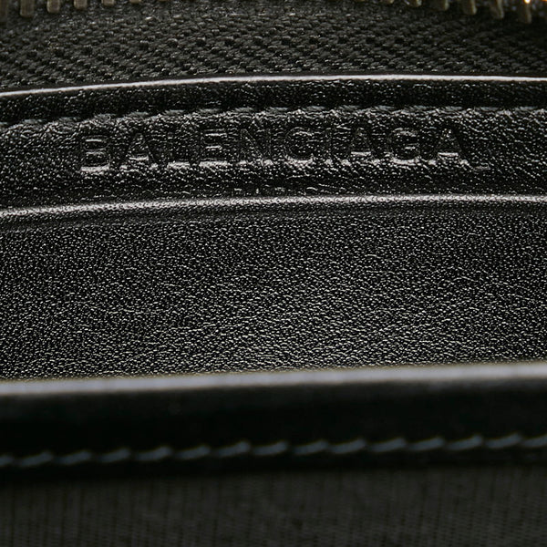 バレンシアガ ロゴパンチング ラウンドジップ コインケース 458607 ブラック レザー メンズ BALENCIAGA 【中古】