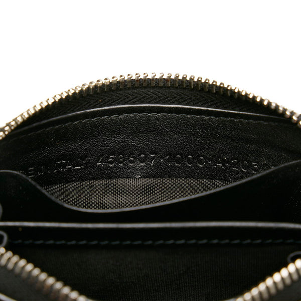 バレンシアガ ロゴパンチング ラウンドジップ コインケース 458607 ブラック レザー メンズ BALENCIAGA 【中古】