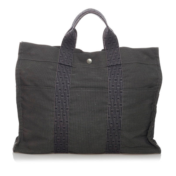 エルメス エールライン MM トートバッグ グレー キャンバス メンズ HERMES 【中古】