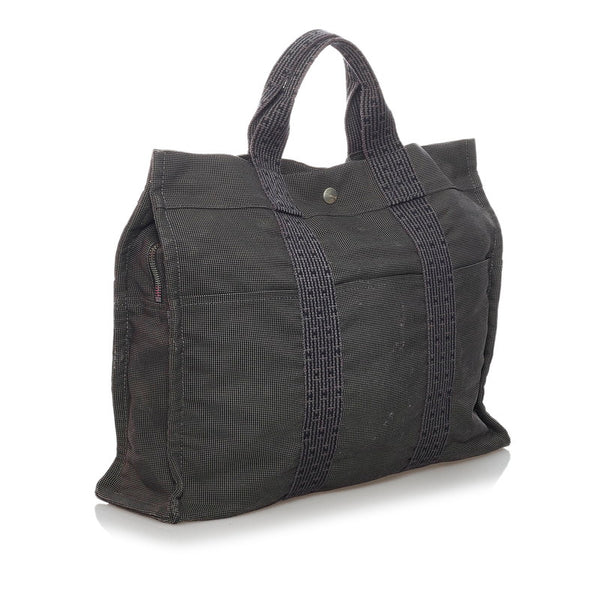 エルメス エールライン MM トートバッグ グレー キャンバス メンズ HERMES 【中古】