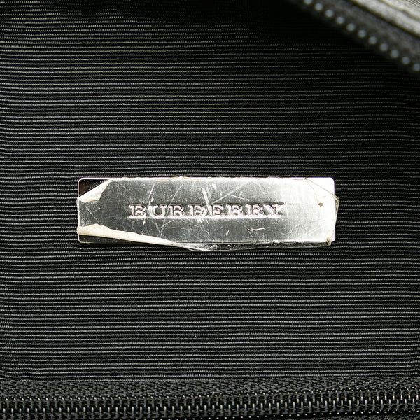 バーバリー ノバチェック ハンドバッグ ベージュ ブラック キャンバス レザー レディース BURBERRY 【中古】