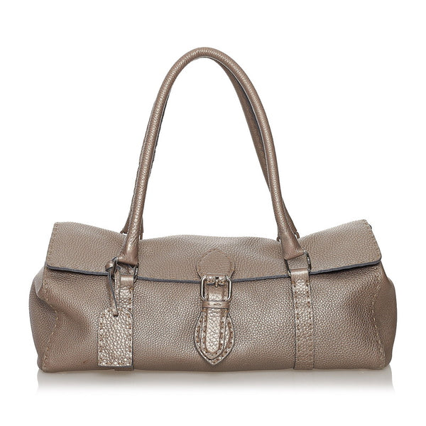 フェンディ セレリア ハンドバッグ 8BR442 メタリックベージュ ゴールド レザー レディース FENDI 【中古】