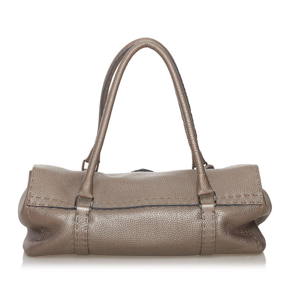 フェンディ セレリア ハンドバッグ 8BR442 メタリックベージュ ゴールド レザー レディース FENDI 【中古】