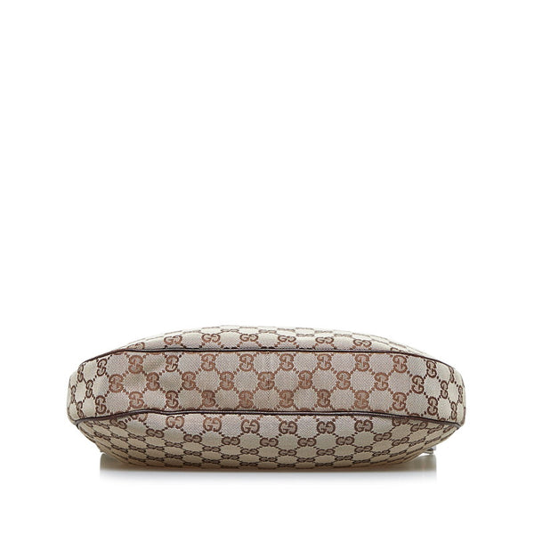 グッチ GGキャンバス ショルダーバッグ ホーボーバッグ 122790 ベージュ ブラウン キャンバス レザー レディース GUCCI 【中古】