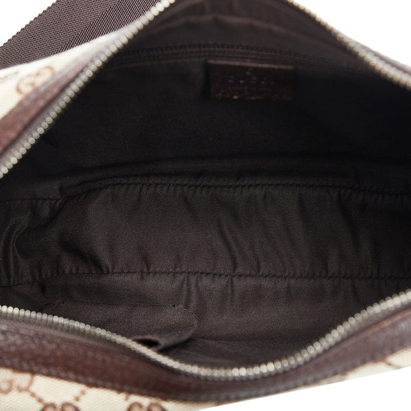 グッチ GGキャンバス ショルダーバッグ ホーボーバッグ 122790 ベージュ ブラウン キャンバス レザー レディース GUCCI 【中古】