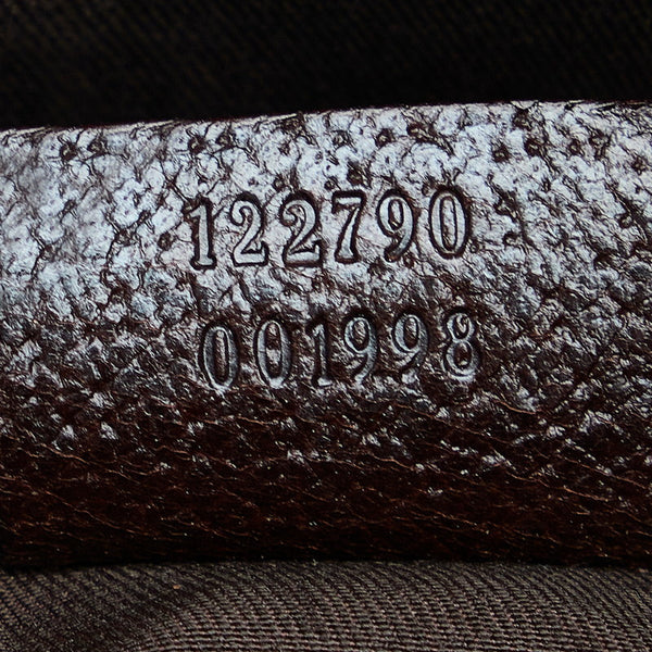 グッチ GGキャンバス ショルダーバッグ ホーボーバッグ 122790 ベージュ ブラウン キャンバス レザー レディース GUCCI 【中古】