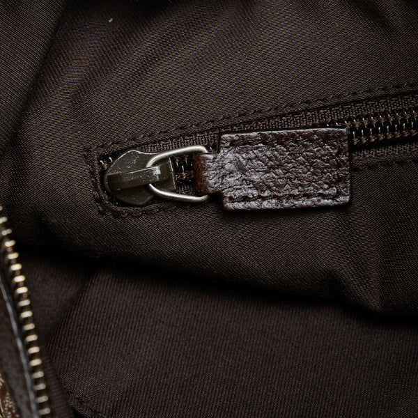 グッチ GGキャンバス ショルダーバッグ ホーボーバッグ 122790 ベージュ ブラウン キャンバス レザー レディース GUCCI 【中古】