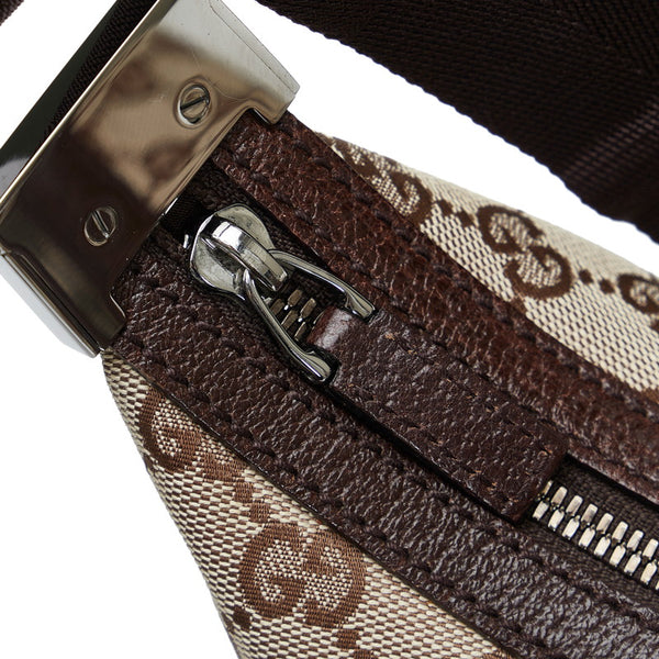 グッチ GGキャンバス ショルダーバッグ ホーボーバッグ 122790 ベージュ ブラウン キャンバス レザー レディース GUCCI 【中古】