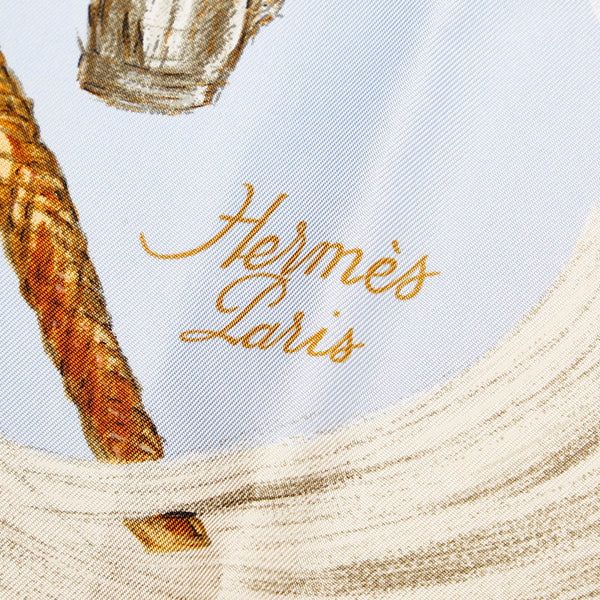 エルメス カレ90 A propos de Bottes ブーツについて スカーフ ライトブルー シルク レディース HERMES 【中古】