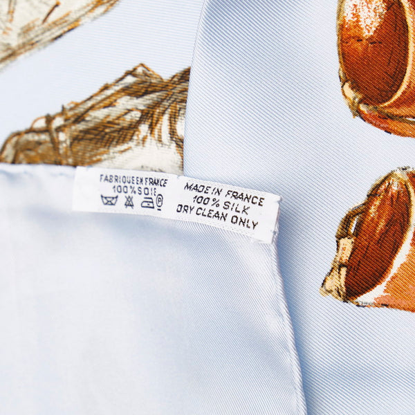 エルメス カレ90 A propos de Bottes ブーツについて スカーフ ライトブルー シルク レディース HERMES 【中古】
