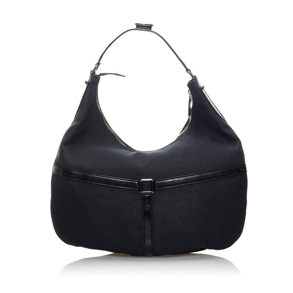 グッチ インターロッキングG ワンショルダーバッグ 114871 ブラック キャンバス レザー レディース GUCCI 【中古】