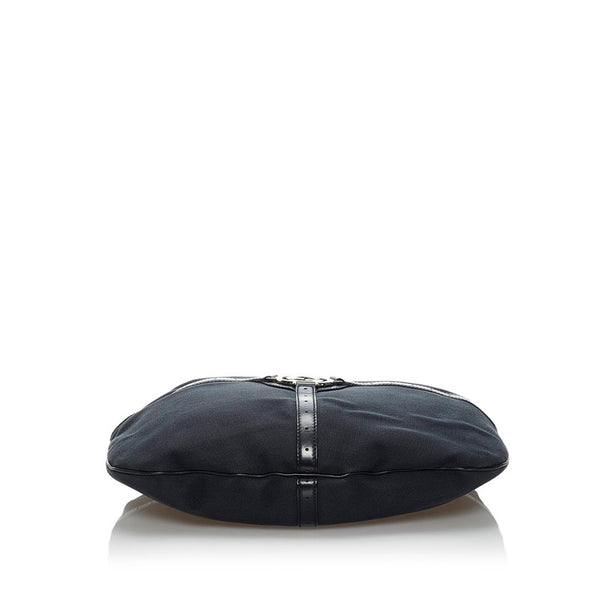 グッチ インターロッキングG ワンショルダーバッグ 114871 ブラック キャンバス レザー レディース GUCCI 【中古】