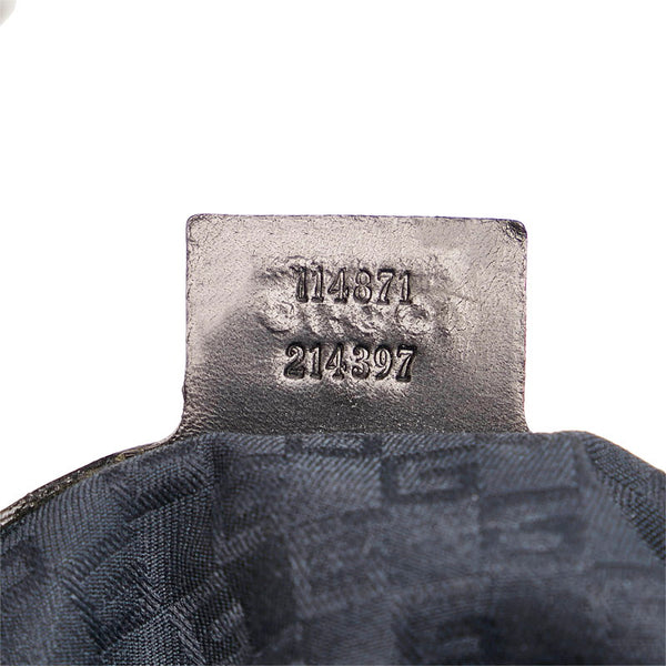 グッチ インターロッキングG ワンショルダーバッグ 114871 ブラック キャンバス レザー レディース GUCCI 【中古】