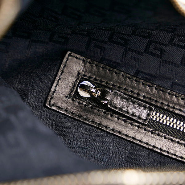 グッチ インターロッキングG ワンショルダーバッグ 114871 ブラック キャンバス レザー レディース GUCCI 【中古】