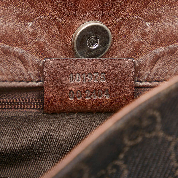 グッチ GGキャンバス ホースビット ワンショルダー 101975 ダークブラウン キャンバス レザー レディース GUCCI 【中古】