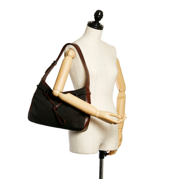 グッチ GGキャンバス ホースビット ワンショルダー 101975 ダークブラウン キャンバス レザー レディース GUCCI 【中古】