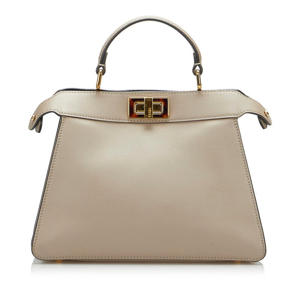 フェンディ ピーカブー アイシーユー スモール  ハンドバッグ ショルダーバッグ 2WAY 8BN327 グレージュ グレー レザー レディース FENDI 【中古】